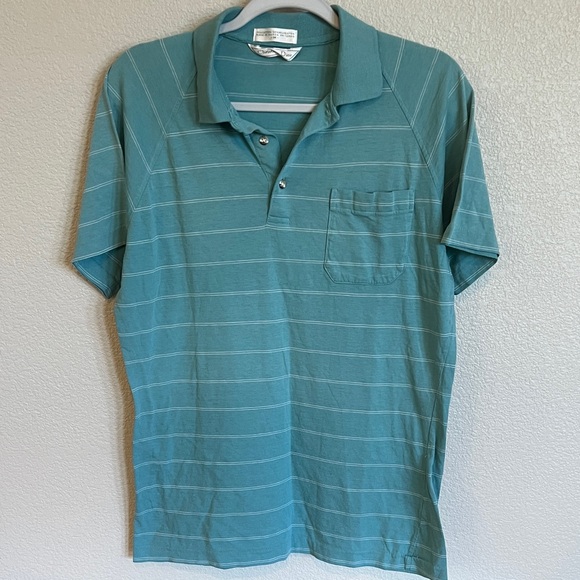 Dior Teal Striped Short Sleeve Polo - Picture 1 of 3